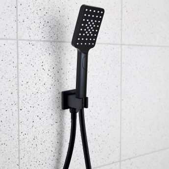 Prestige Nero Square Option 5 Thermostatic Concealed Shower Valve with Handshower and Fixed Head - Matt Black | Product Image