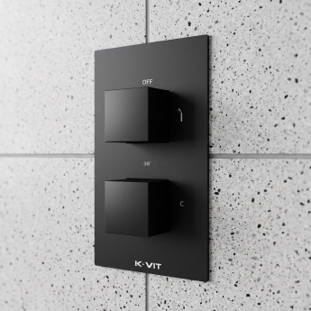 Prestige Nero Square Option 5 Thermostatic Concealed Shower Valve with Handshower and Fixed Head - Matt Black | Product Image
