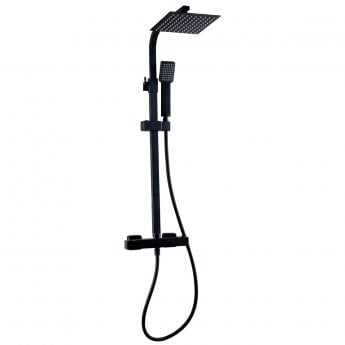 Prestige Nero Thermostatic Square Bar Shower Valve with Shower Kit and Fixed Head - Black