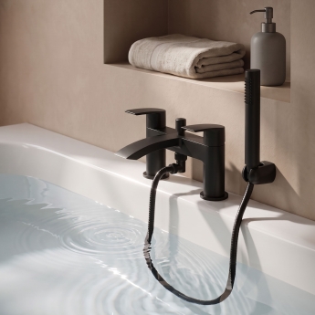 Prestige Nero Curve Bath Shower Mixer Tap with Shower Kit - Matt Black | Product Image