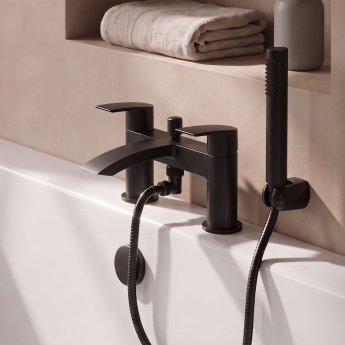 Prestige Nero Curve Bath Shower Mixer Tap with Shower Kit - Matt Black | Product Image