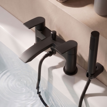 Prestige Nero Curve Bath Shower Mixer Tap with Shower Kit - Matt Black | Product Image