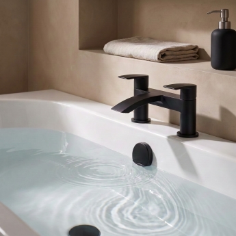 Prestige Nero Curve Bath Filler Tap Pillar Mounted - Matt Black | Product Image