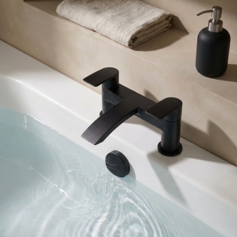 Prestige Nero Curve Bath Filler Tap Pillar Mounted - Matt Black | Product Image
