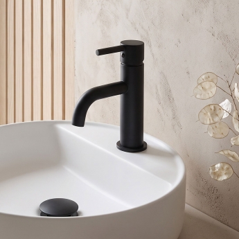 Prestige Nero Round Mono Basin Mixer Tap - Matt Black | Product Image