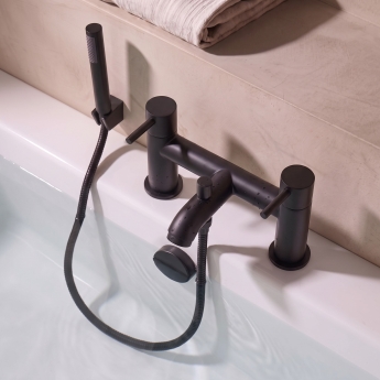 Prestige Nero Round Bath Shower Mixer Tap with Shower Kit - Matt Black | Product Image