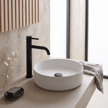 Prestige Nero Round Hi-Rise Mono Basin Mixer Tap - Matt Black | Product Image