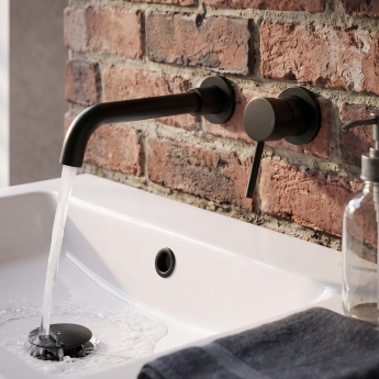 Prestige Nero Round Basin Mixer Tap Wall Mounted - Matt Black | Product Image