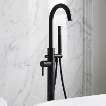 Prestige Nero Round Freestanding Bath Shower Mixer Tap - Matt Black | Product Image