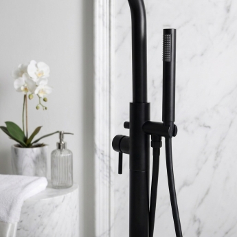 Prestige Nero Round Freestanding Bath Shower Mixer Tap - Matt Black | Product Image