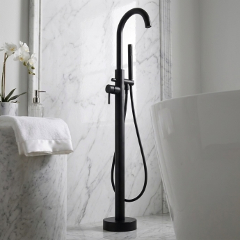 Prestige Nero Round Freestanding Bath Shower Mixer Tap - Matt Black | Product Image