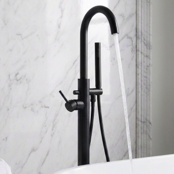 Prestige Nero Round Freestanding Bath Shower Mixer Tap - Matt Black | Product Image