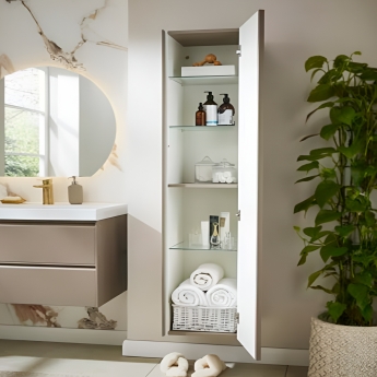 Prestige Note Wall Mounted 1-Door Tall Unit 1600mm High x 362mm Wide - Cocoa | Product Image