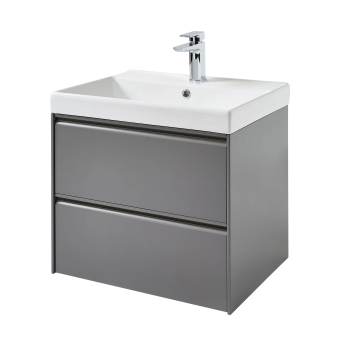 Prestige Note 2-Drawer Wall Hung Vanity Unit with Basin 600mm Wide - Matt Grey | Product Image