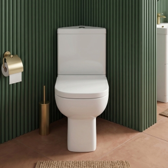 Prestige Options 600 Rimless Open Back Corner Close Coupled Toilet (inc Soft Close Seat) | Product Image