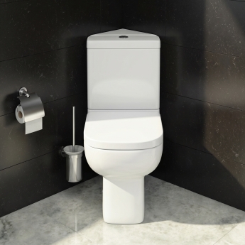 Prestige Options 600 Rimless Open Back Corner Close Coupled Toilet (inc Soft Close Seat) | Product Image