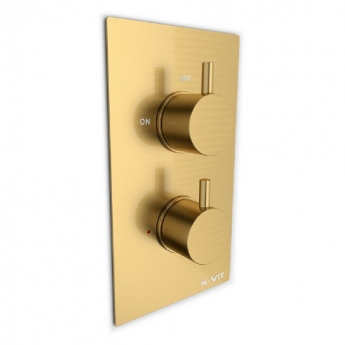 Prestige Ottone Thermostatic Concealed Shower Mixer with Adjustable Slide Rail Kit + Fixed Shower Head - Brushed Brass