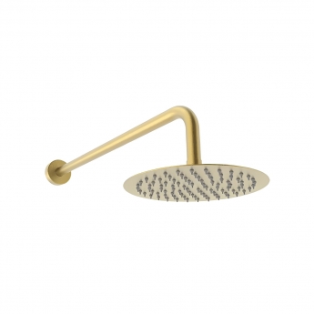 Prestige Ottone Thermostatic Concealed Shower Mixer with Adjustable Slide Rail Kit + Fixed Shower Head - Brushed Brass