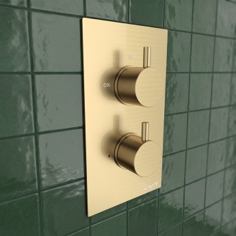 Prestige Ottone Thermostatic Concealed Shower Valve with Fixed Shower Head and Arm - Brushed Brass | Product Image