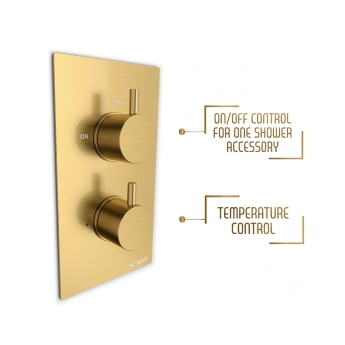 Prestige Ottone Thermostatic Concealed Shower Valve with Fixed Shower Head and Arm - Brushed Brass | Product Image