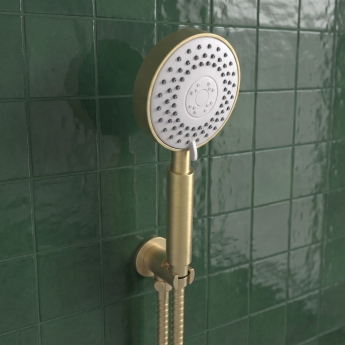 Prestige Ottone Thermostatic Concealed Shower Valve with Overhead Drencher and Sliding Handset - Brushed Brass | Product Image