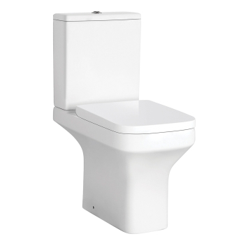 Prestige Ozone Square Rimless Open Back Close Coupled Toilet with Push Button Cistern - Soft Close Seat | Product Image