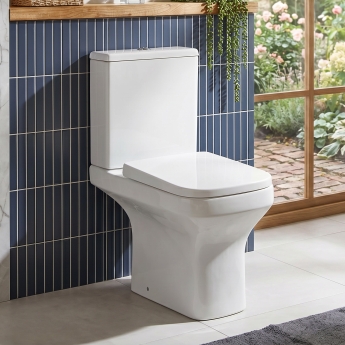 Prestige Ozone Square Rimless Open Back Close Coupled Toilet (inc Lightweight Soft Close Seat) | Product Image