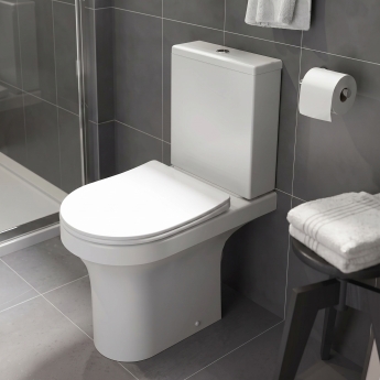 Prestige Ozone Round Rimless Open Back Close Coupled Toilet (inc Soft Close Seat) | Product Image