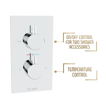 Prestige Plan Option 3 Thermostatic Concealed Shower Valve with Adjustable Slide Rail Kit and Fixed Head - Chrome | Product Image
