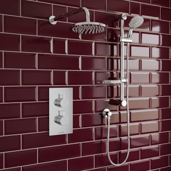 Prestige Plan Option 3 Thermostatic Concealed Shower Valve with Adjustable Slide Rail Kit and Fixed Head - Chrome | Product Image