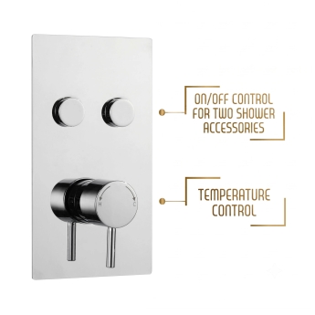 Prestige Plan Thermostatic Twin Round Push Button Concealed Mixer Shower with Shower Kit Round Head | Product Image
