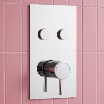 Prestige Plan Thermostatic Twin Round Push Button Concealed Mixer Shower with Shower Kit Round Head | Product Image