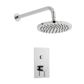 Prestige Plan Thermostatic Single Round Push Button Concealed Mixer Shower with Round Shower Head | Product Image