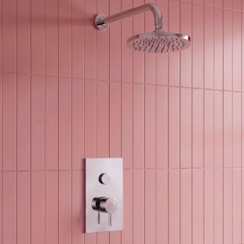 Prestige Plan Thermostatic Single Round Push Button Concealed Mixer Shower with Round Shower Head | Product Image