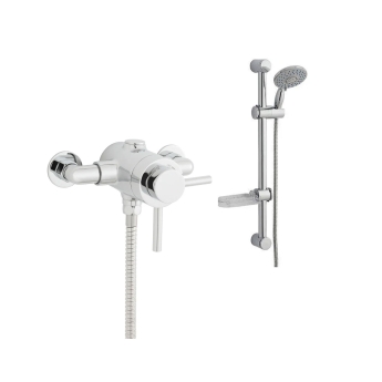 Prestige Plan Option 4 Thermostatic Exposed Shower Valve with Adjustable Slide Rail Kit - Chrome | Product Image