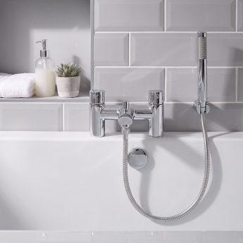 Prestige Plan Bath Shower Mixer Tap Pillar Mounted - Chrome | Product Image