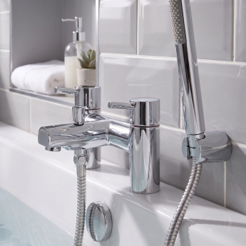 Prestige Plan Bath Shower Mixer Tap Pillar Mounted - Chrome | Product Image