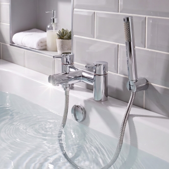 Prestige Plan Bath Shower Mixer Tap Pillar Mounted - Chrome | Product Image
