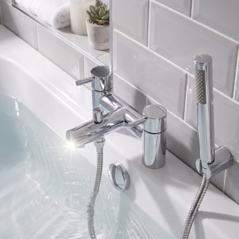 Prestige Plan Bath Shower Mixer Tap Pillar Mounted - Chrome | Product Image