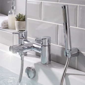 Prestige Plan Bath Shower Mixer Tap Pillar Mounted - Chrome | Product Image