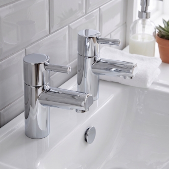 Prestige Plan Basin Taps Pair Chrome | Product Image