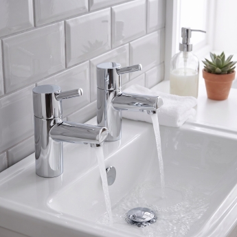 Prestige Plan Basin Taps Pair Chrome | Product Image