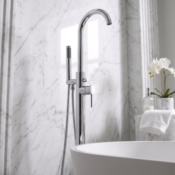 Prestige Plan Freestanding Bath Shower Mixer with Shower Kit Chrome | Product Image