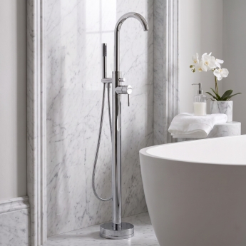 Prestige Plan Freestanding Bath Shower Mixer with Shower Kit Chrome | Product Image