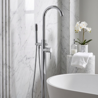 Prestige Plan Freestanding Bath Shower Mixer with Shower Kit Chrome | Product Image