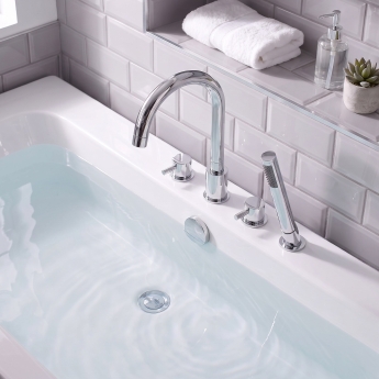 Prestige Plan 4 Hole Bath Shower Mixer Tap with Shower Kit Chrome | Product Image