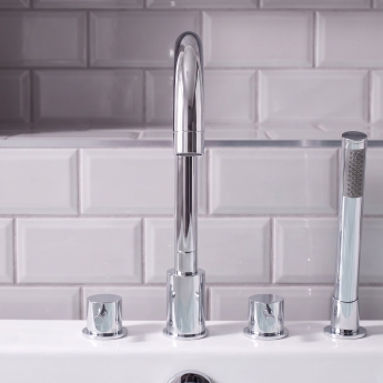 Prestige Plan 4 Hole Bath Shower Mixer Tap with Shower Kit Chrome | Product Image
