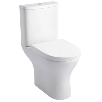 Prestige Primo Round Rimless Open Back Close Coupled Toilet with Push Button Cistern - Soft Close Seat | Product Image