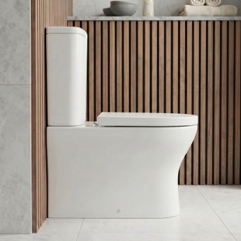 Prestige Primo Round Rimless Fully Back to Wall Close Coupled Toilet (inc Soft Close Seat) | Product Image