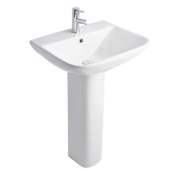 Prestige Primo Square Basin with Full Pedestal 550mm Wide - 1 Tap Hole | Product Image